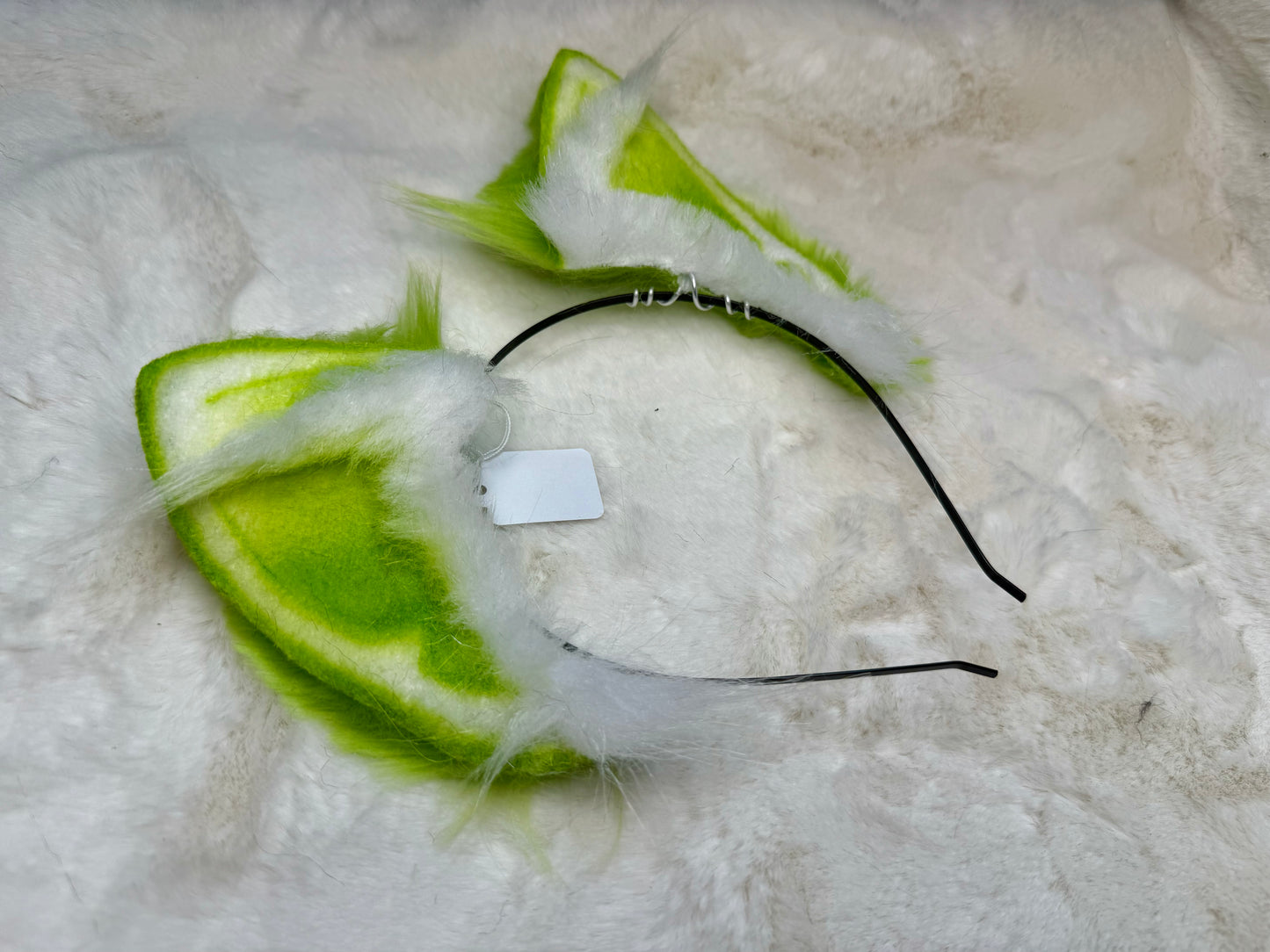 Lime Faux Fur Cat Ears