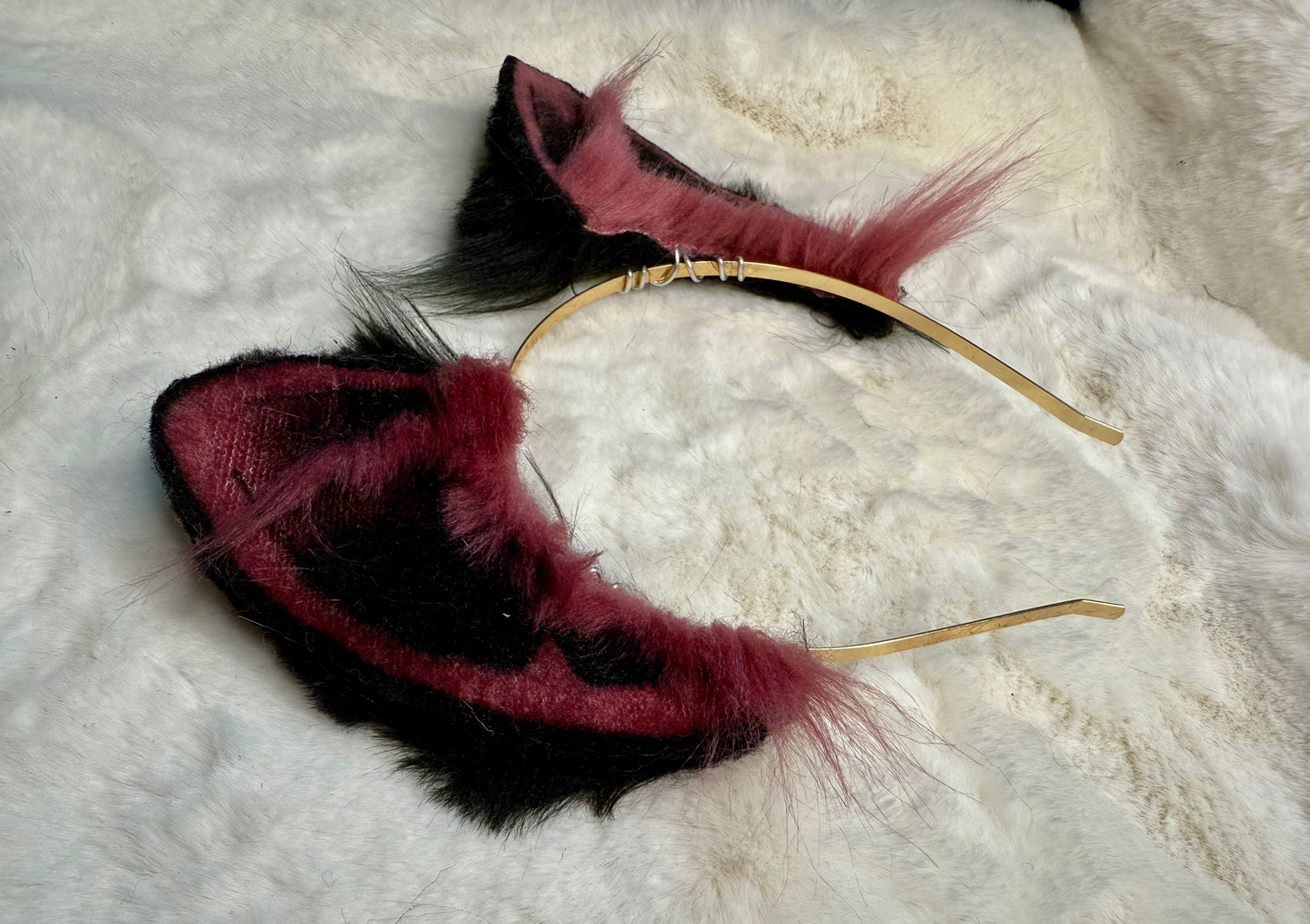 Wine Black Faux Fur Cat Ears