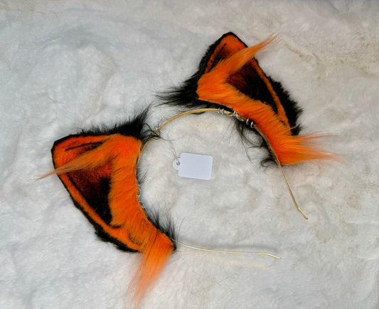 Orange Black Faux Fur Cat Ears