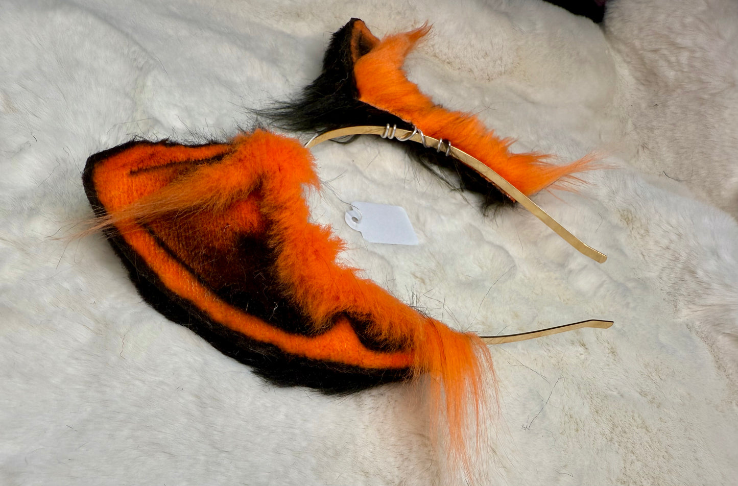 Orange Black Faux Fur Cat Ears