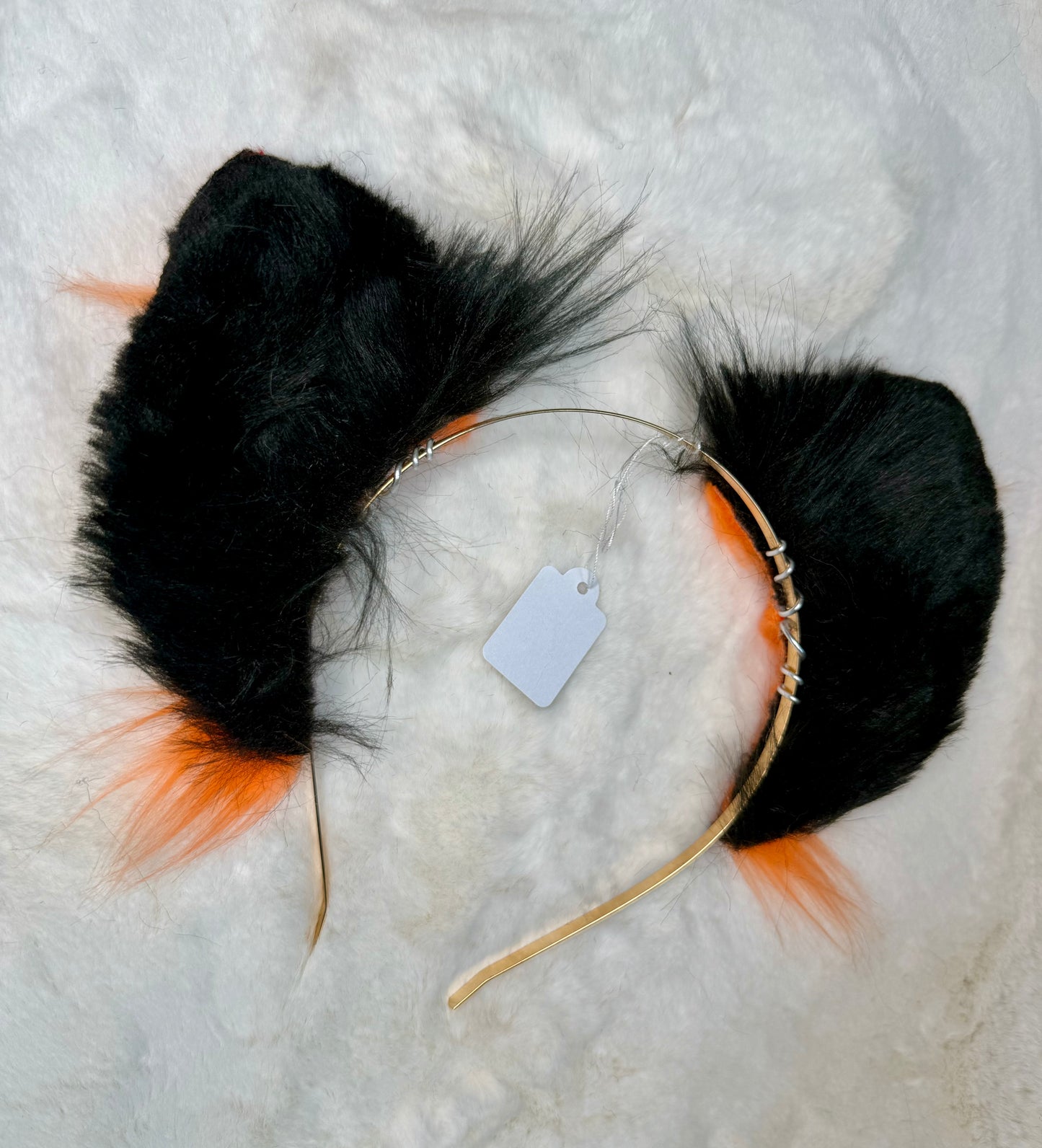 Orange Black Faux Fur Cat Ears