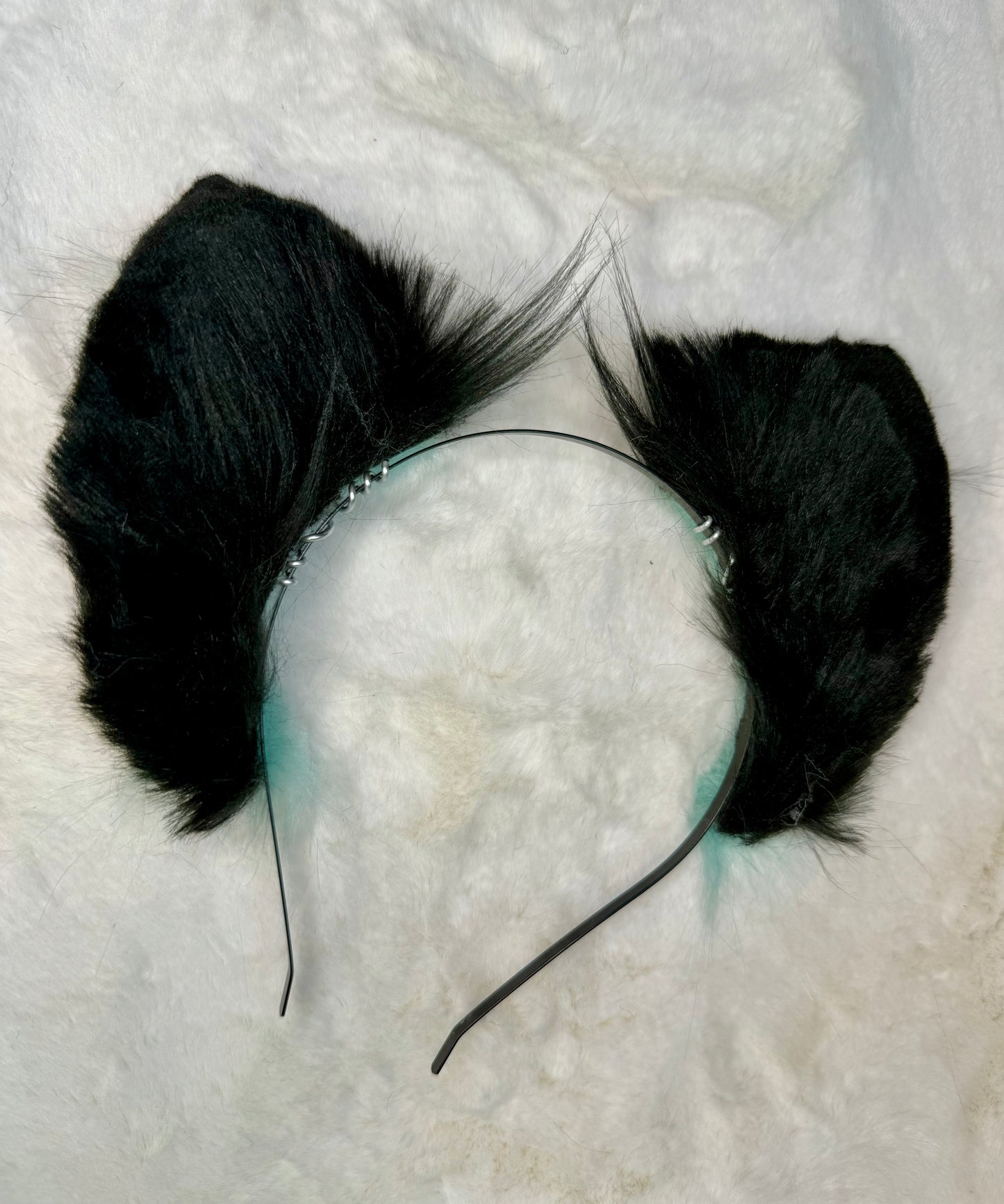 Teal Black Faux Fur Cat Ears