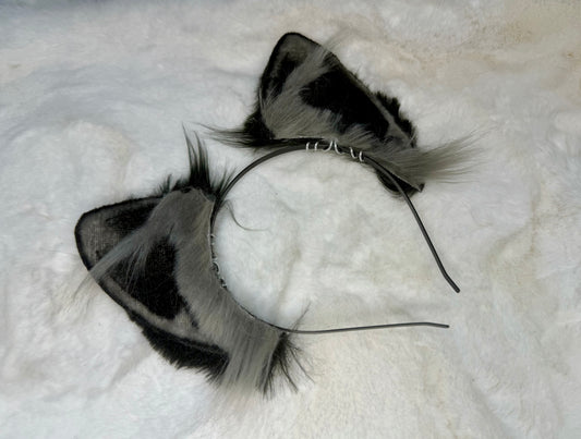 Grey Black Faux Fur Cat Ears