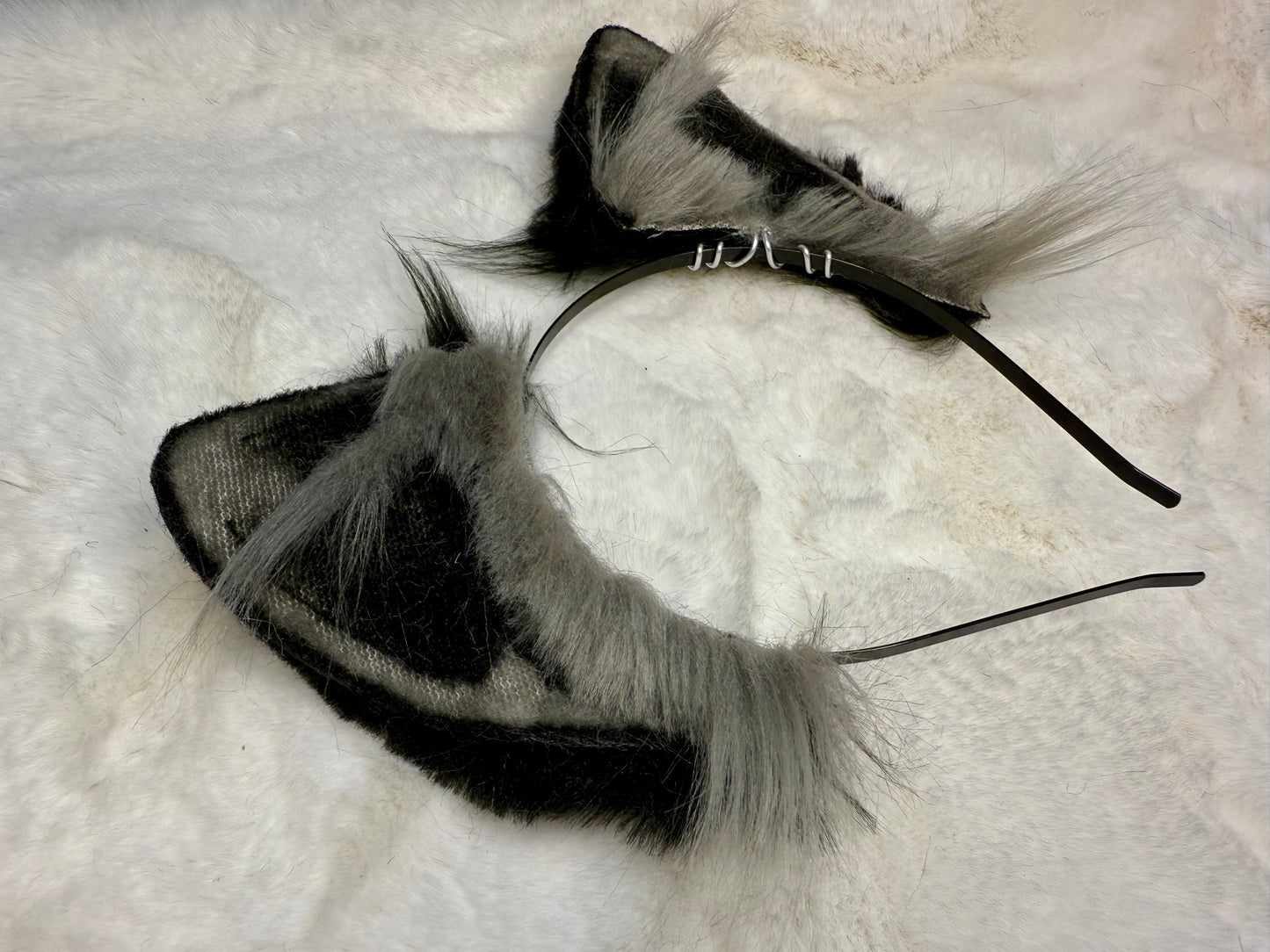Grey Black Faux Fur Cat Ears