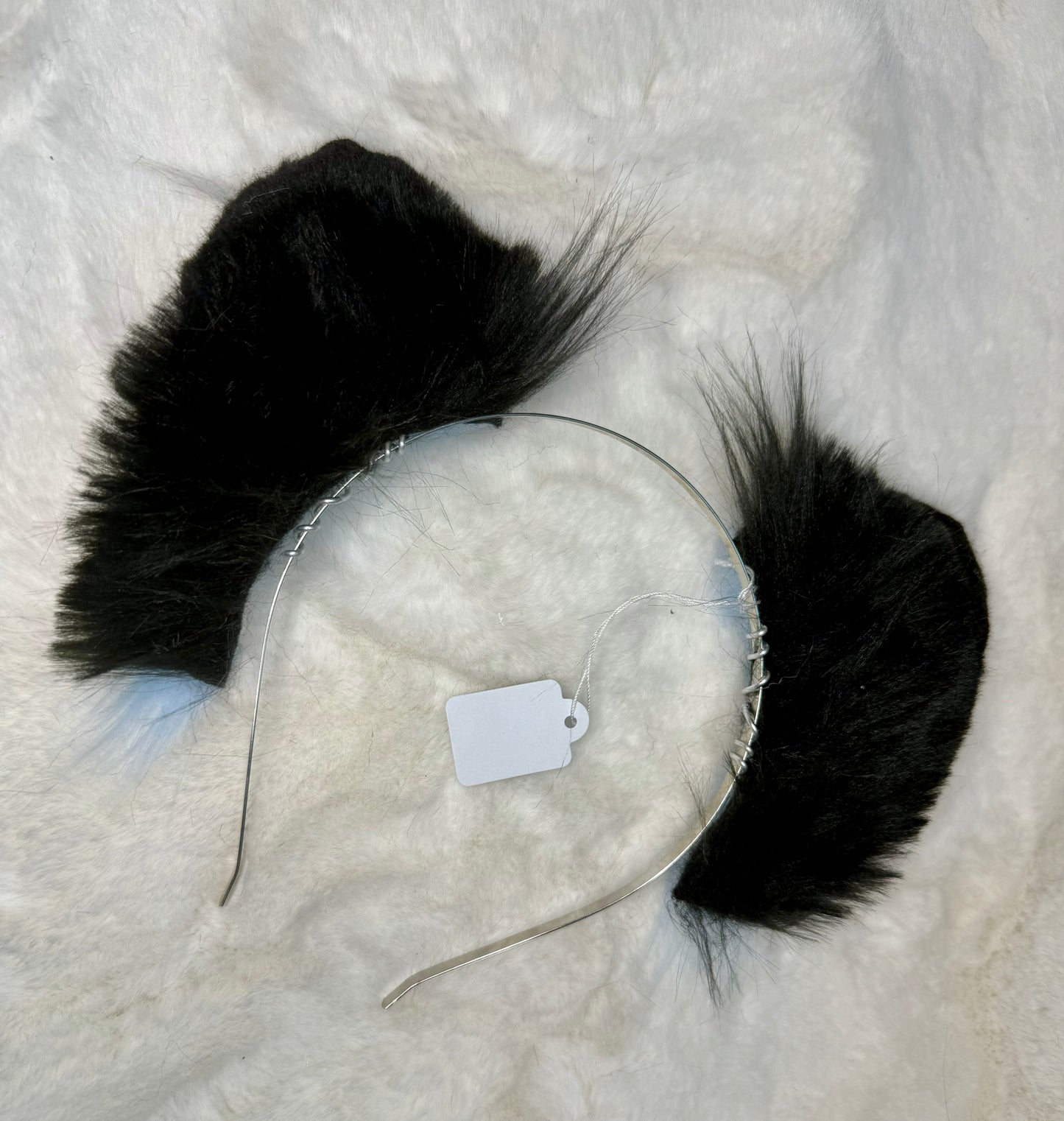 Light Blue Black Faux Fur Cat Ears