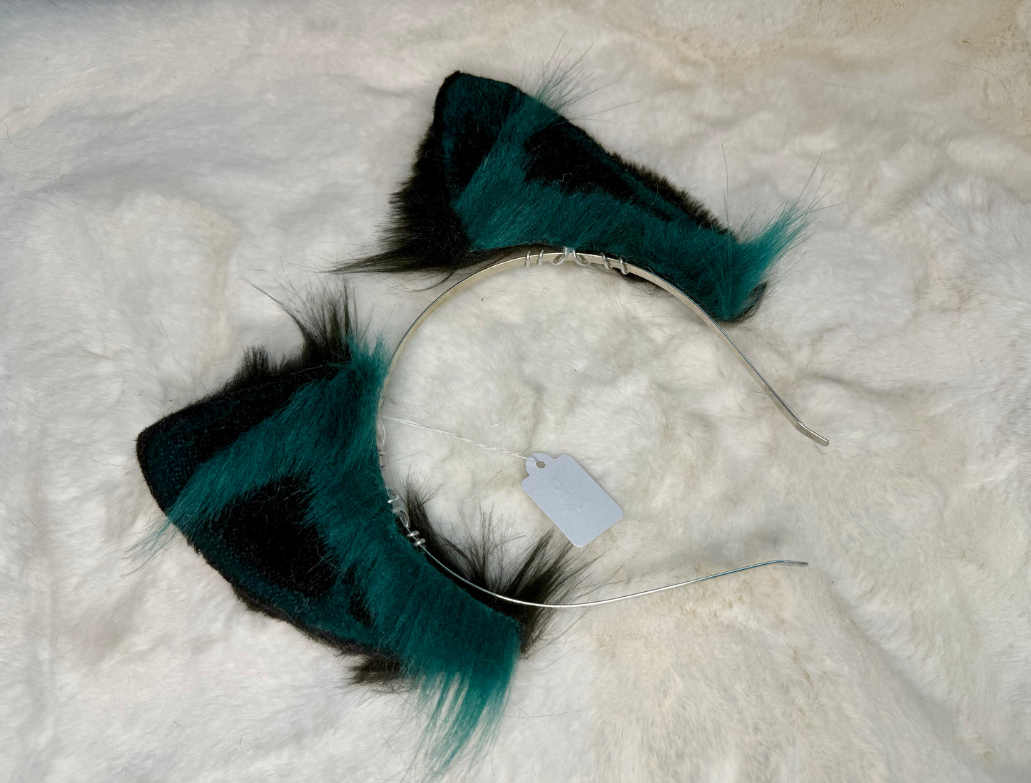 Dark Green Black Faux Fur Cat Ears