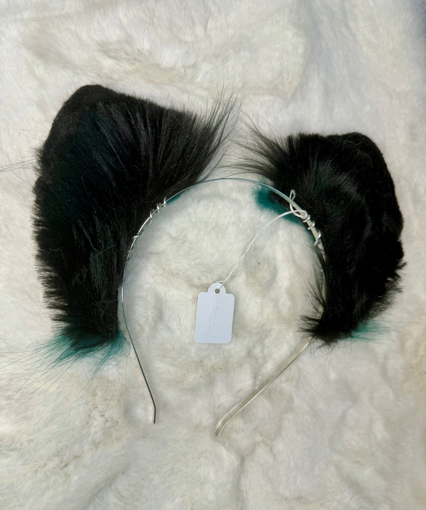 Dark Green Black Faux Fur Cat Ears