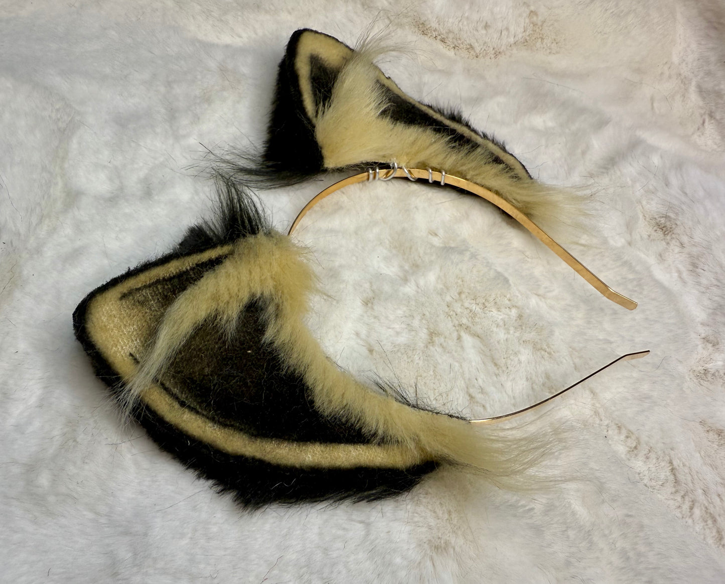 Tan Black Faux Fur Cat Ears