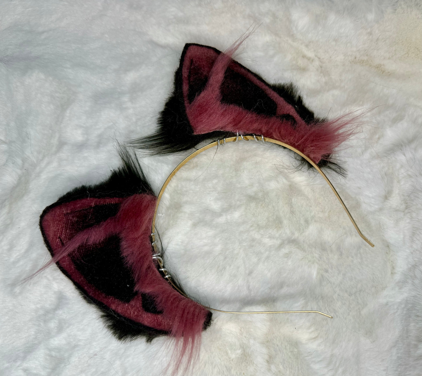 Wine Black Faux Fur Cat Ears