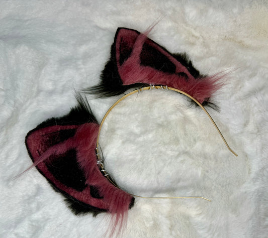 Wine Black Faux Fur Cat Ears