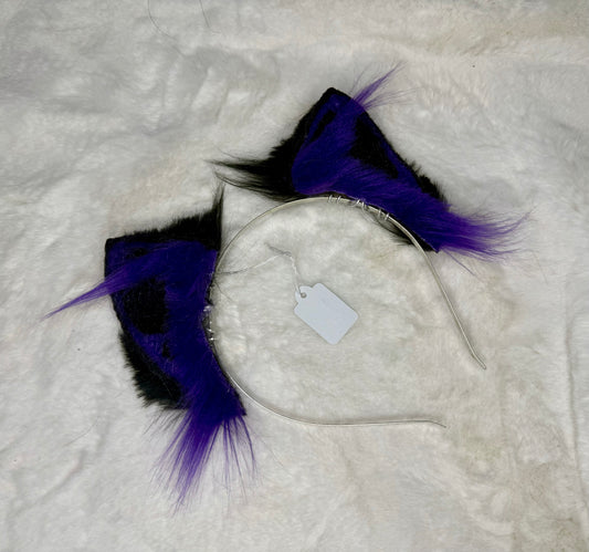 Purple Black Faux Fur Kitten Ears