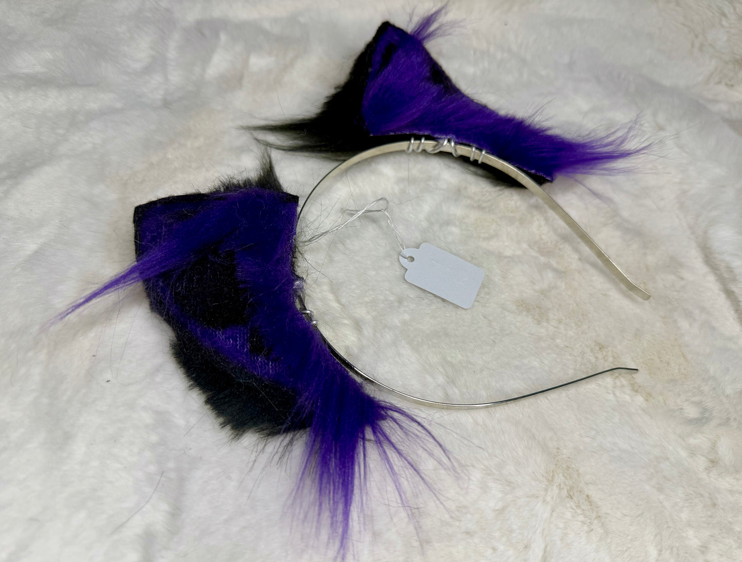 Purple Black Faux Fur Kitten Ears