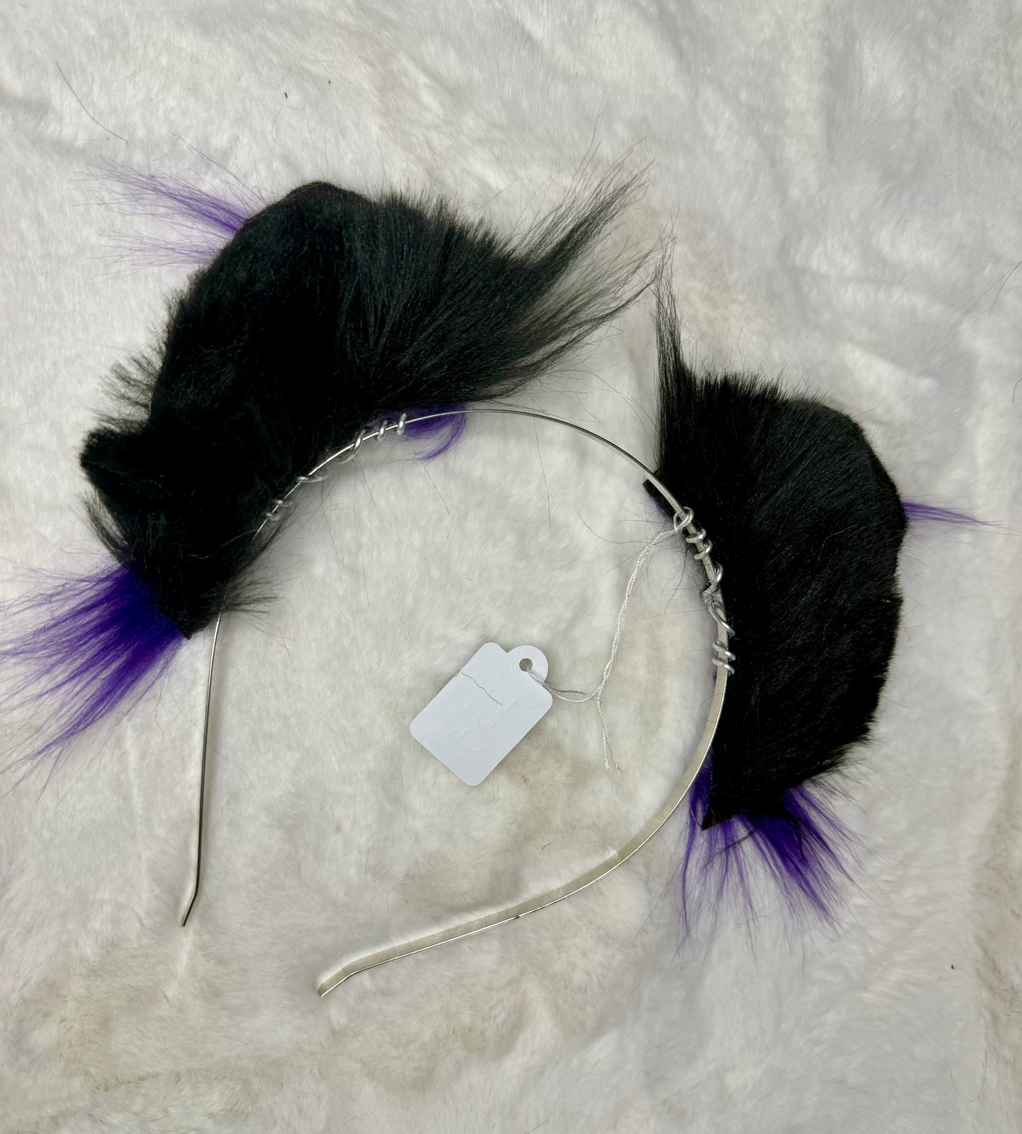 Purple Black Faux Fur Kitten Ears