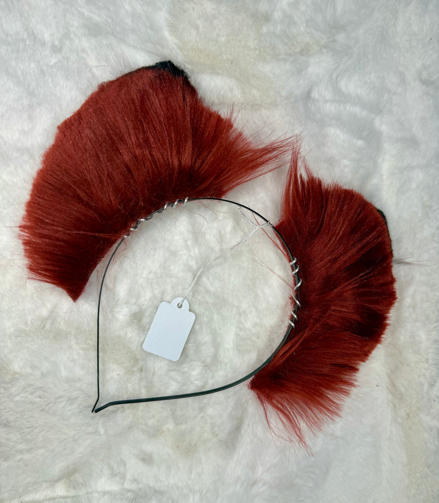 Red Black Faux Fur Fox Ears