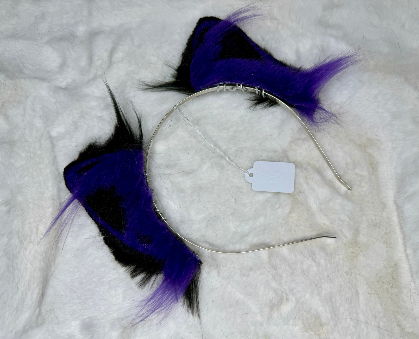 Purple Black Faux Fur Kitten Ears
