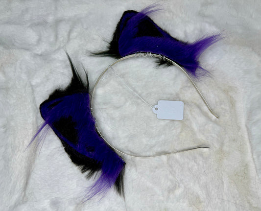 Purple Black Faux Fur Kitten Ears