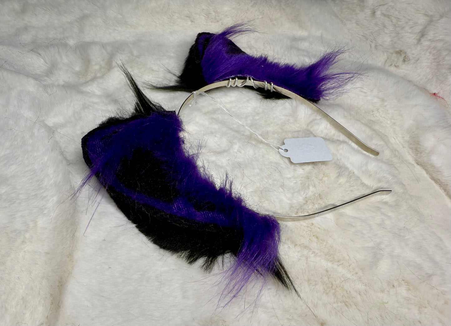 Purple Black Faux Fur Kitten Ears