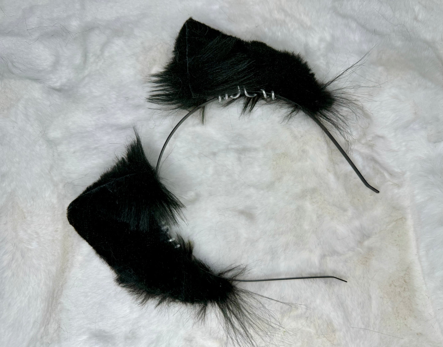 Plain Black Faux Fur Kitten Ears