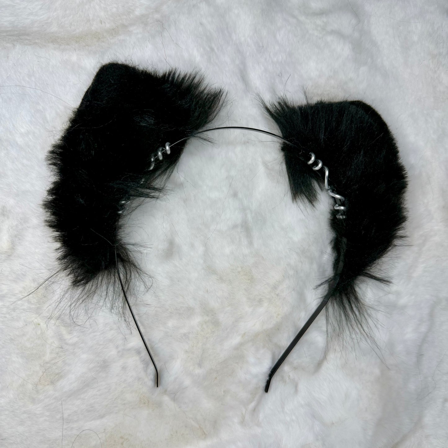 Plain Black Faux Fur Kitten Ears