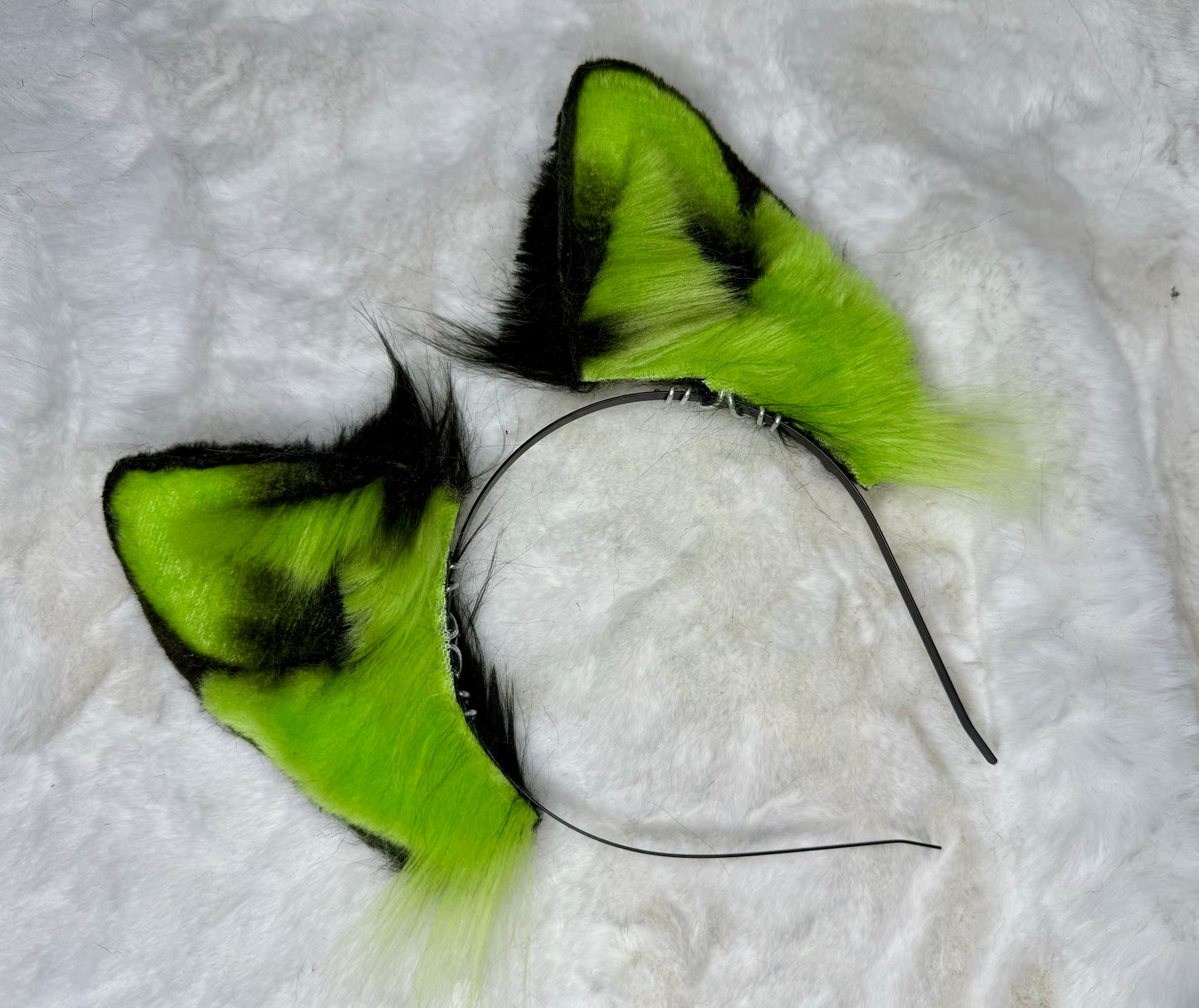 Green Black Wolf Faux Fur Ears