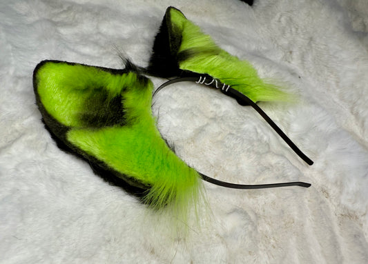 Green Black Wolf Faux Fur Ears
