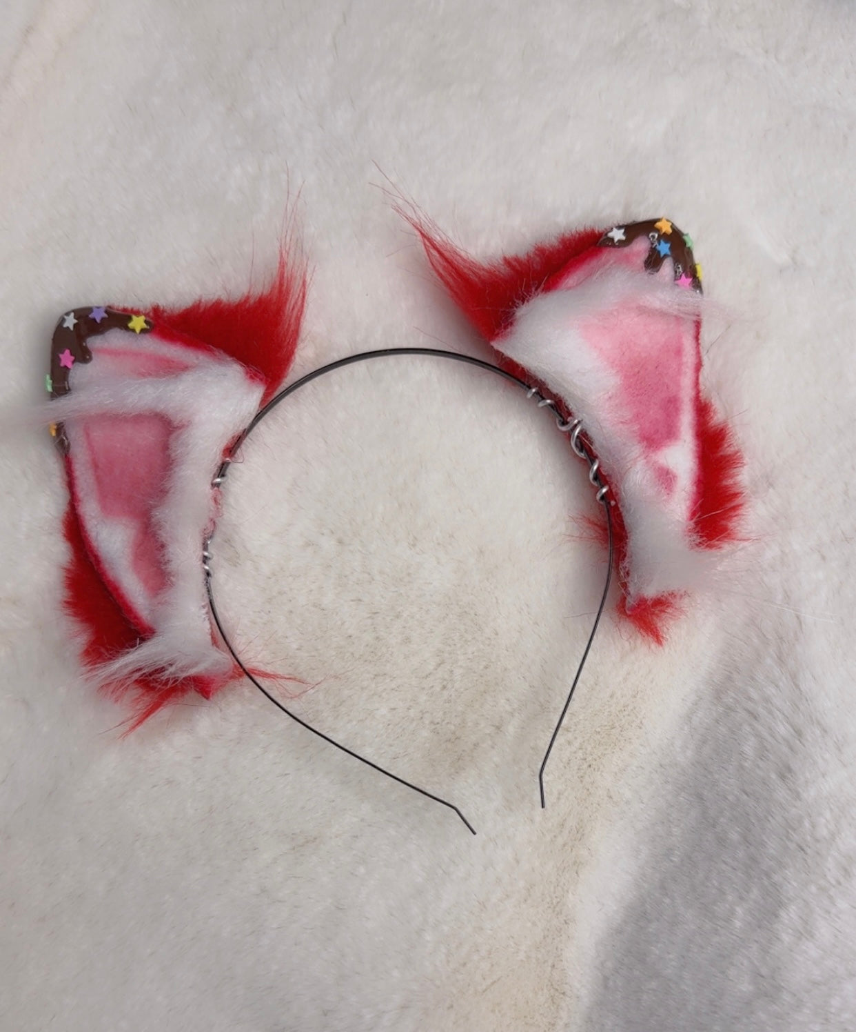 Strawberry Chocolate Kitten Ears For Cosplay Festival Larp
